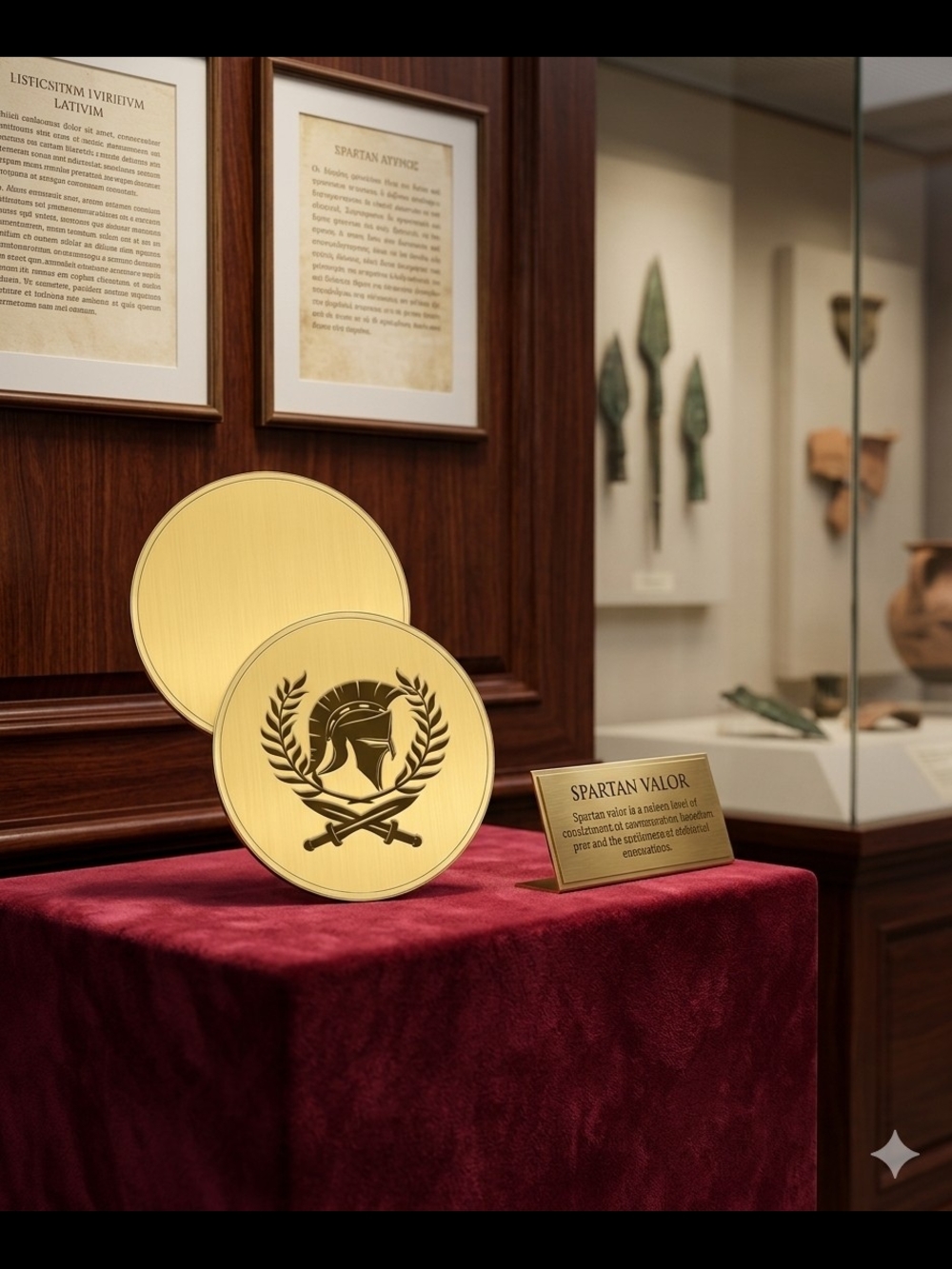 Gold Spartan Medallion Display